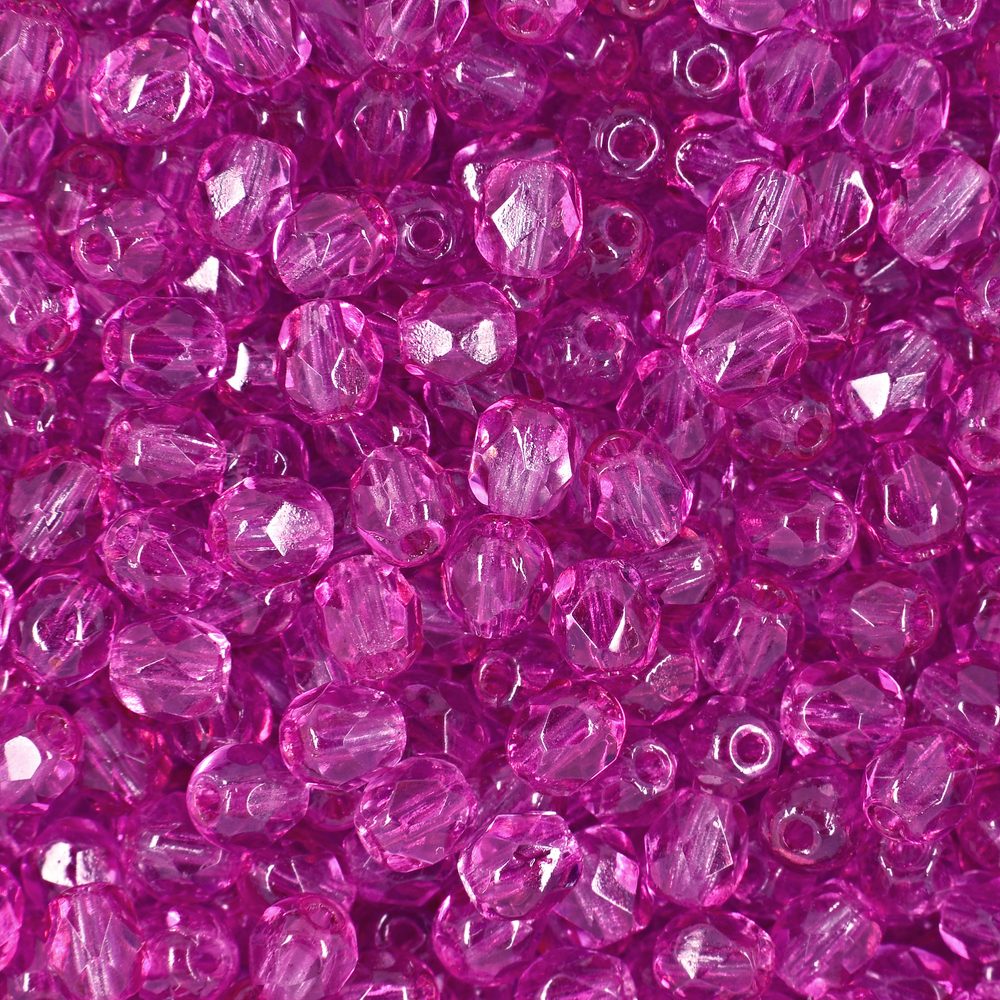 Manumi české broušené korálky 4 mm Coated Hot Cranberry - 225 ks