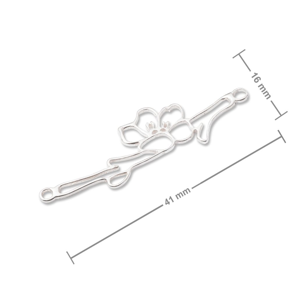 Amoracast spojovací díl květ třešně 41x16mm stříbrný - 1 ks