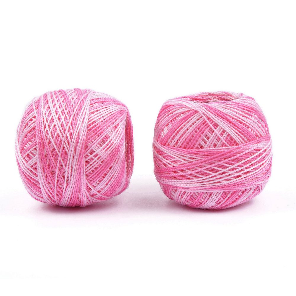 Háčkovací a vyšívací příze perlovka 85m ombre růžová - 3 ks