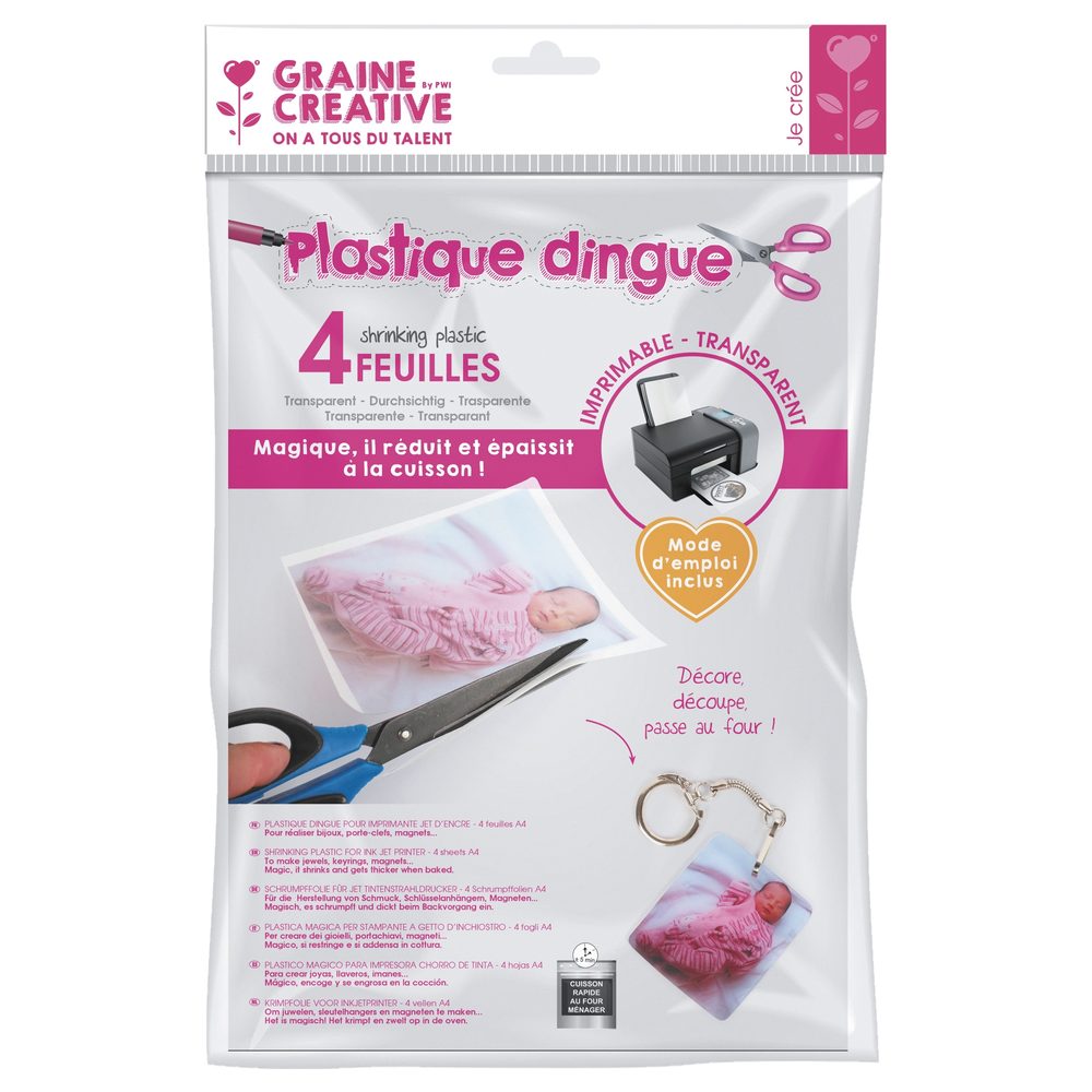 Graine Creative Sada smršťovacích fólií do tiskárny průhledná 4ks - 1 sada