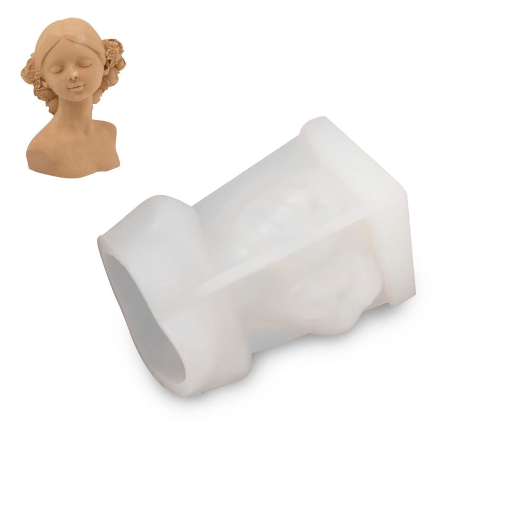 Manumi Silikonová forma na odlévání kreativní hmoty dívka s květy ve vlasech 88x72x108mm - 3 ks