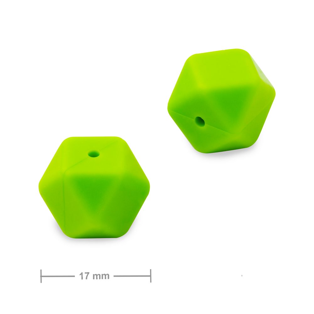 Silikonové korálky hexagon 17mm Chartreuse Green - 2 ks