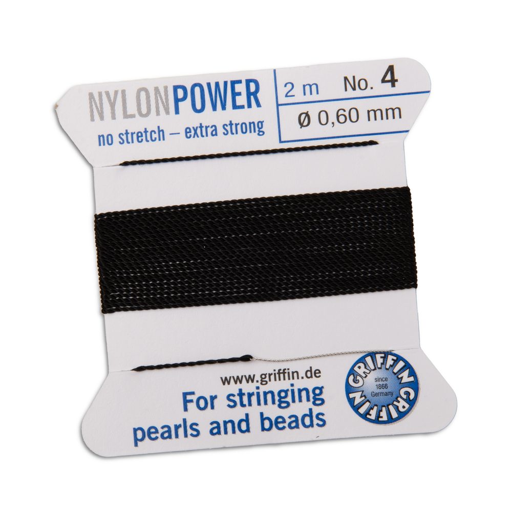 Griffin nylonová nit Nylon power s jehlou 0,6 mm/2 m černá - 5 ks