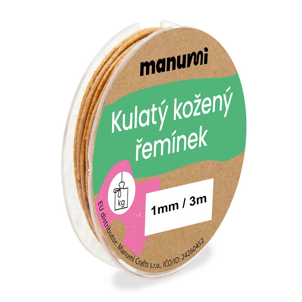 Manumi Kulatý kožený řemínek 1 mm/3m přírodní č. 10 - 5 ks
