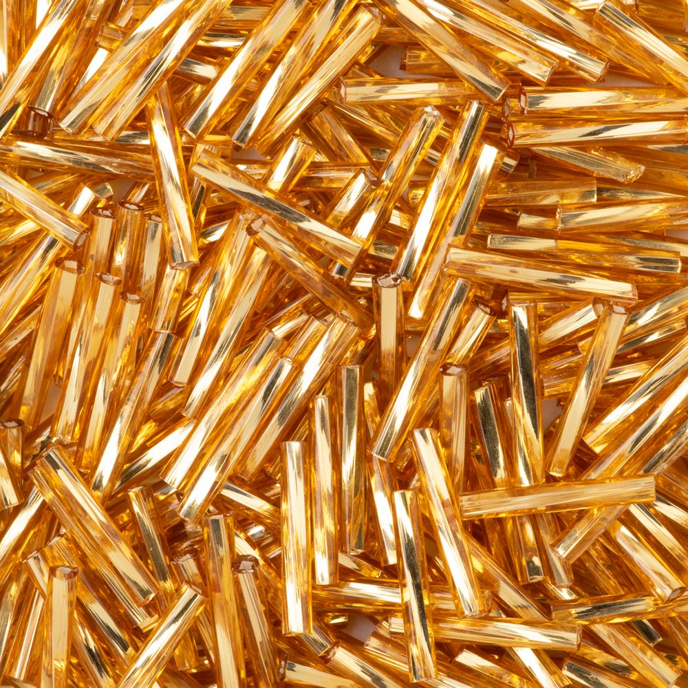 PRECIOSA ORNELA Korálky PRECIOSA skleněné trubičky kroucené 15 mm zlaté - 15 g
