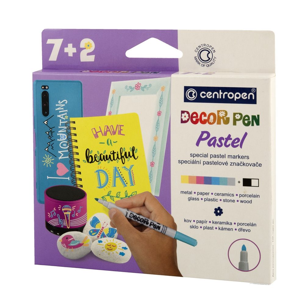 Centropen fixy Decor Pen sada 7+2ks pastelové - 1 ks