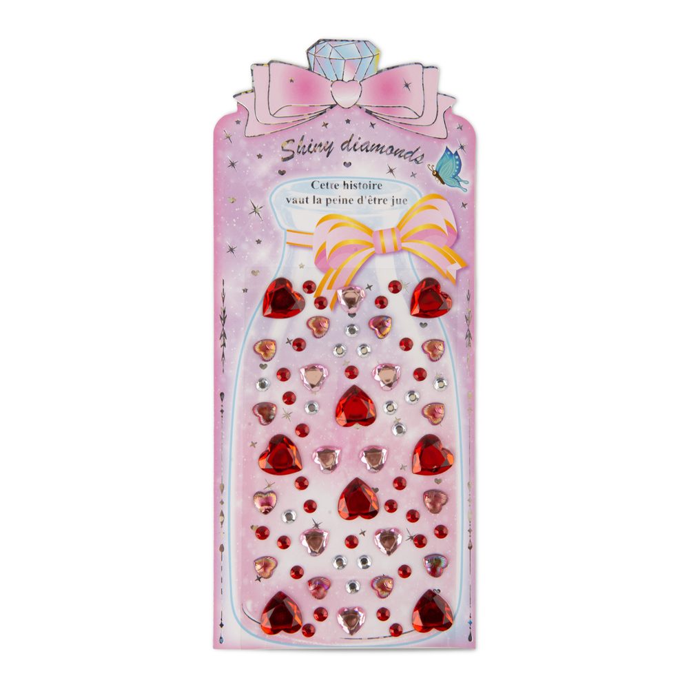 Samolepicí kamínky ve tvaru srdce červený mix 65 ks - 3 ks