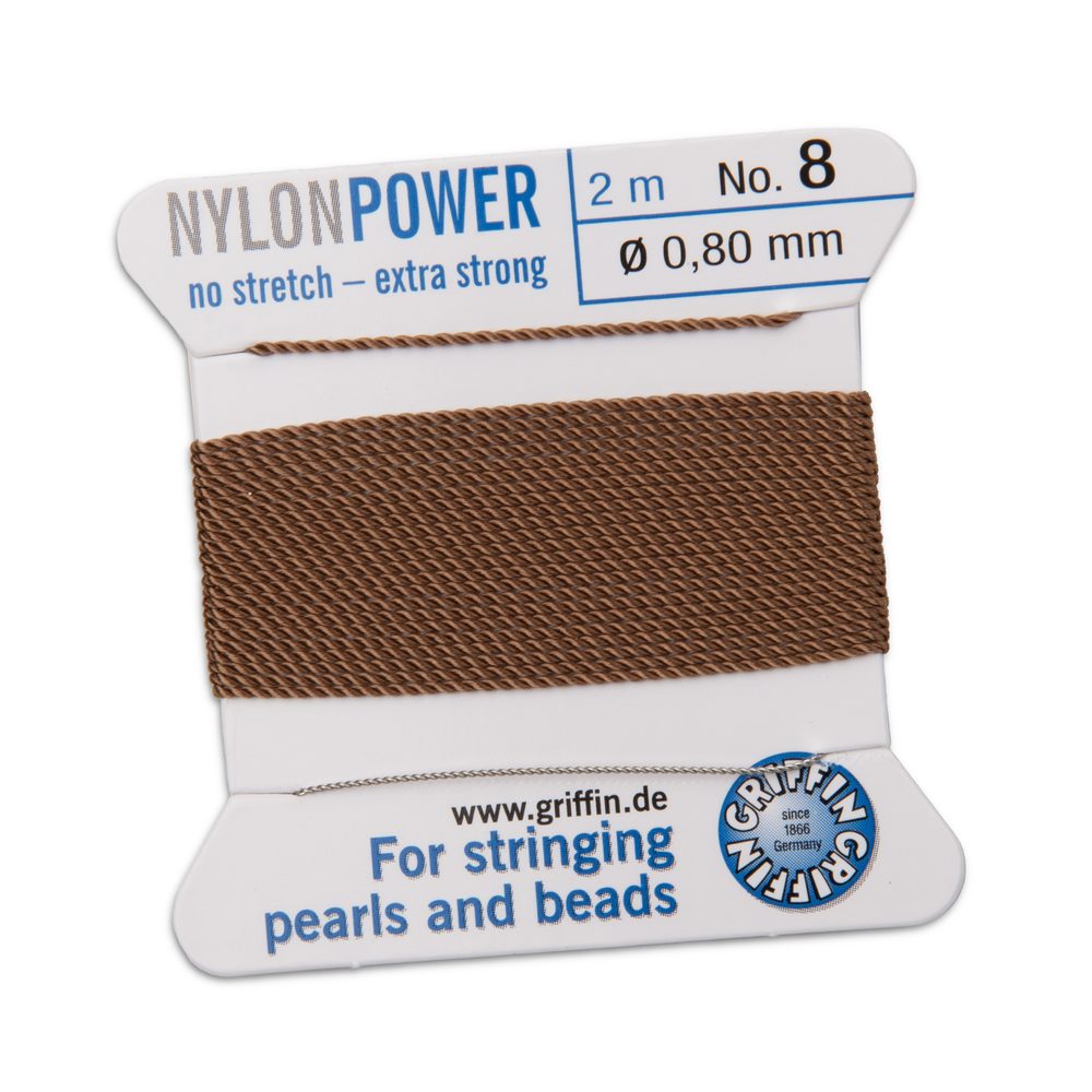 Griffin nylonová nit Nylon power s jehlou 0,8 mm/2 m béžová - 5 ks