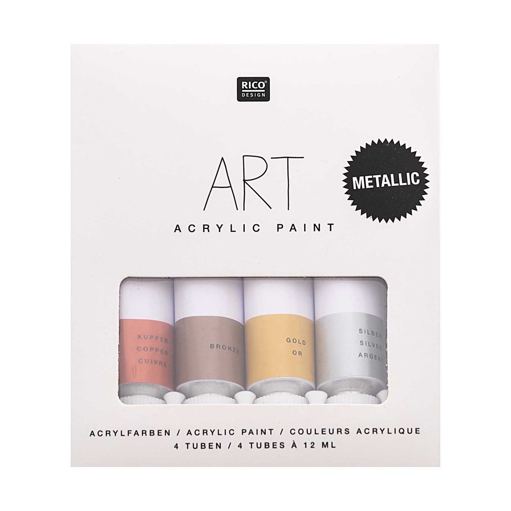 Rico Design Sada akrylových metalických barev 4x12ml - 1 ks