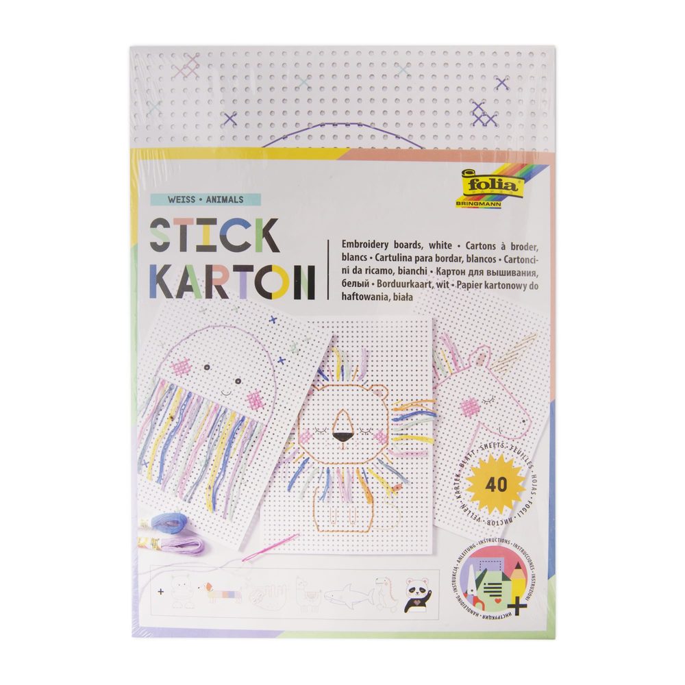 Sada vyšívacích karet pro děti Zvířata 40ks - 3 sady