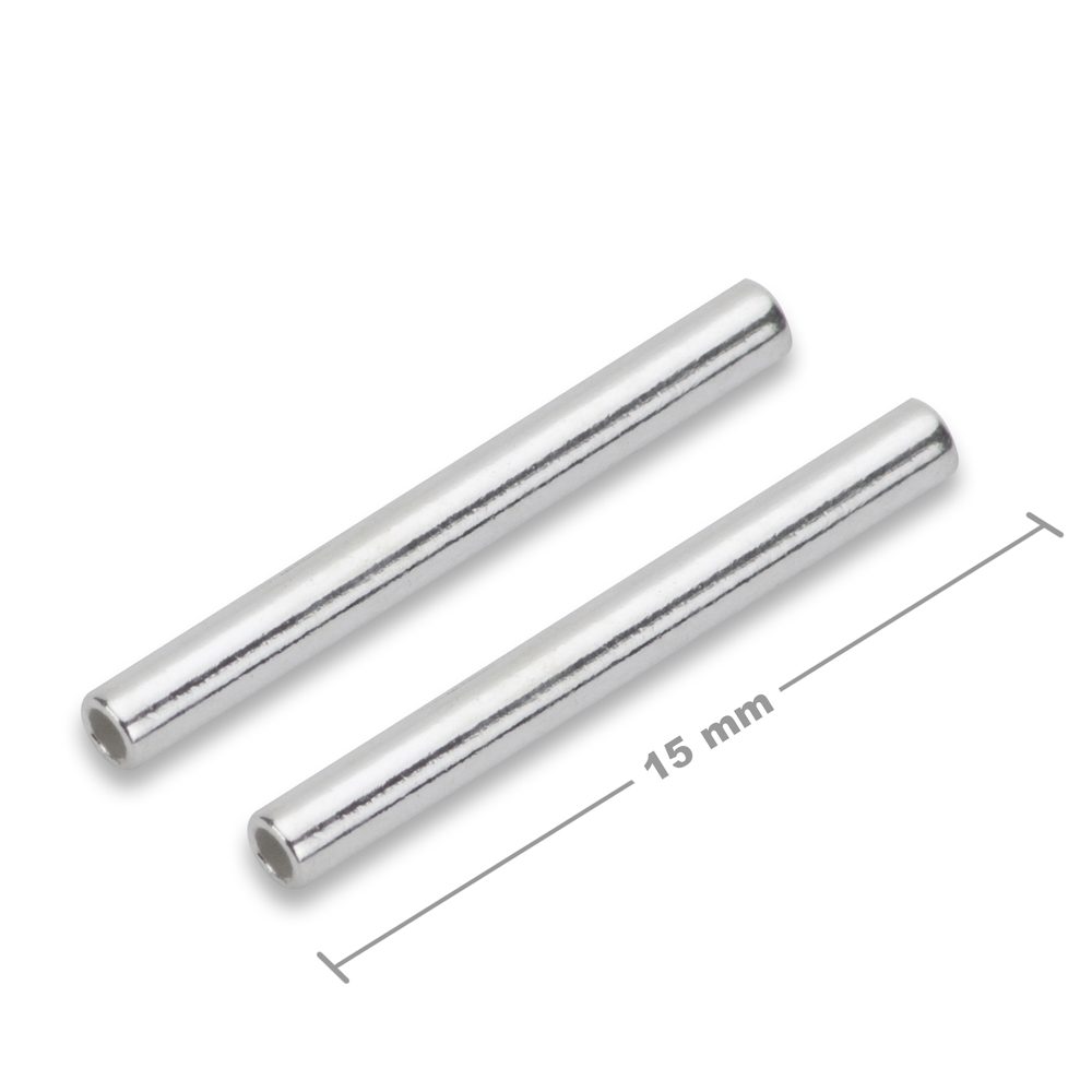 Stříbrná rovná distanční trubička 15 x 1,5 mm - 10 ks
