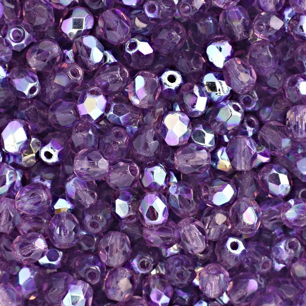 Manumi české broušené korálky 4 mm Amethyst AB - 45 ks
