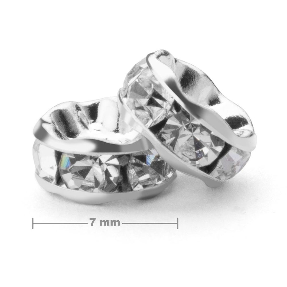 Levně Manumi štrasová rondelka 7 mm stříbrná Crystal - 20 ks