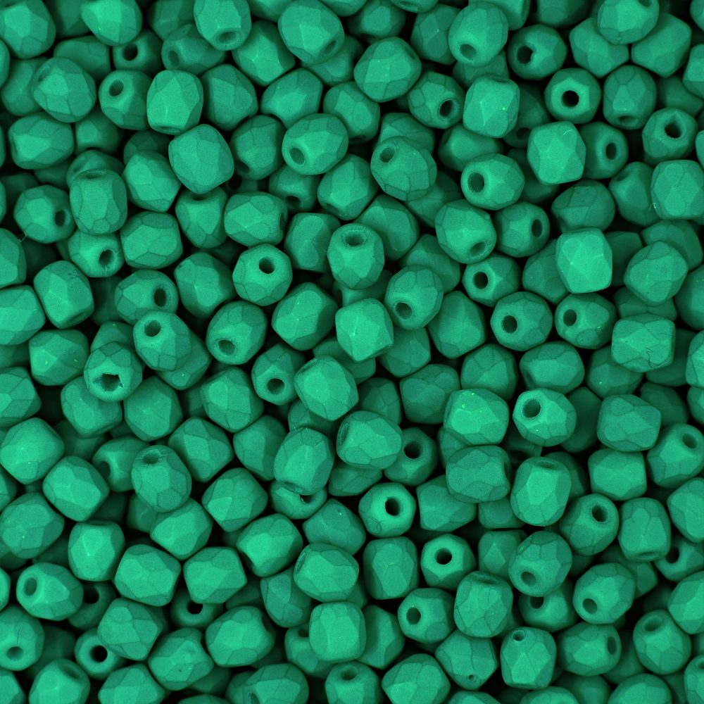 Manumi české broušené korálky 3mm Neon Dark Emerald - 60 ks