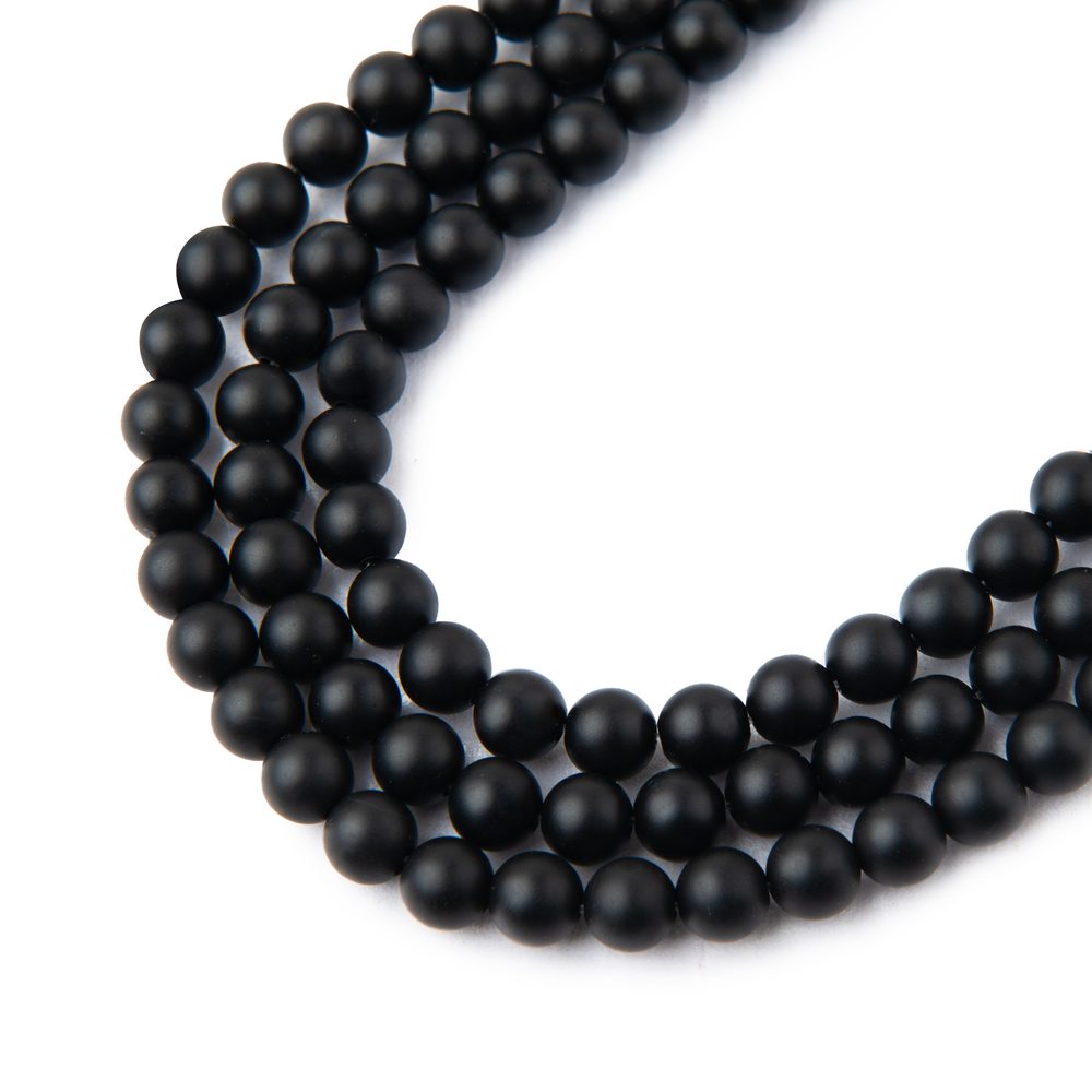 Korálky z minerálu Černý onyx matný 4 mm - 45 ks