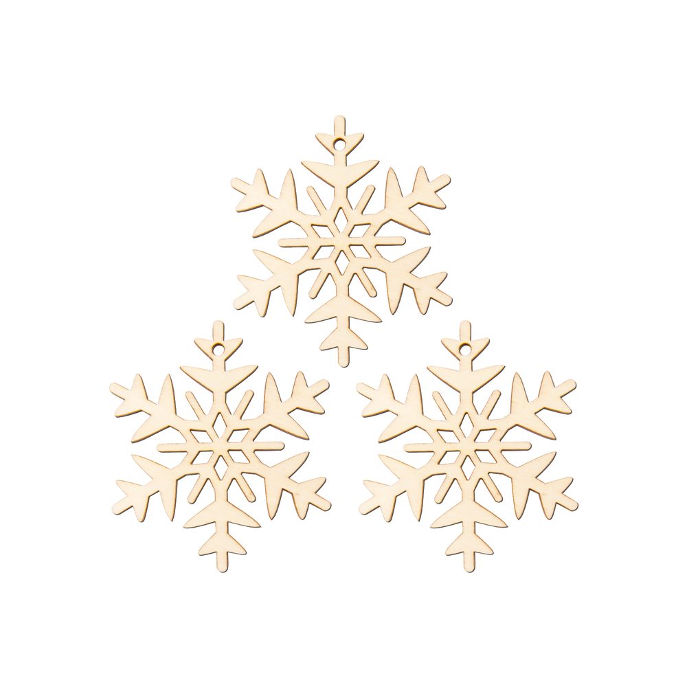 Dřevěný výřez sněhová vločka B 8cm - 9 ks