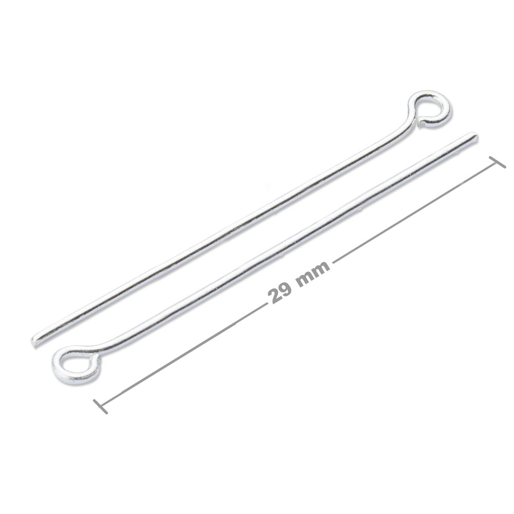 Ketlovací očkové jehly 29 mm v barvě stříbra - 200 ks