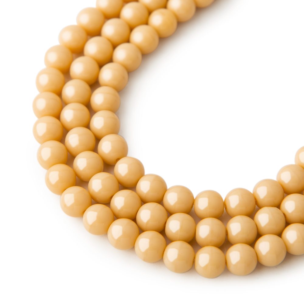 Manumi české skleněné mačkané kuličky 6 mm Opaque Ivory - 150 ks