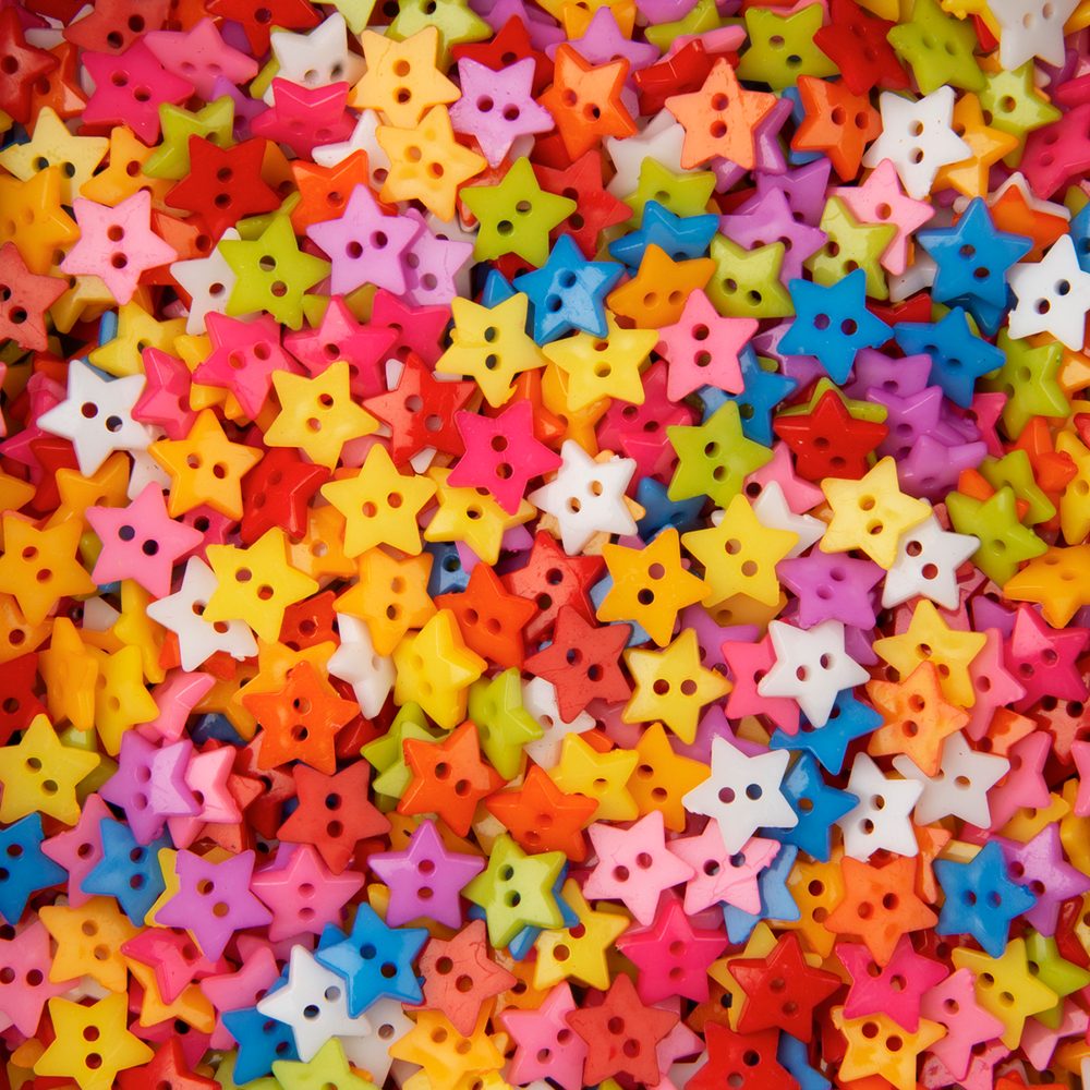 Plastové knoflíky hvězdičky 30ks barevné - 30 ks