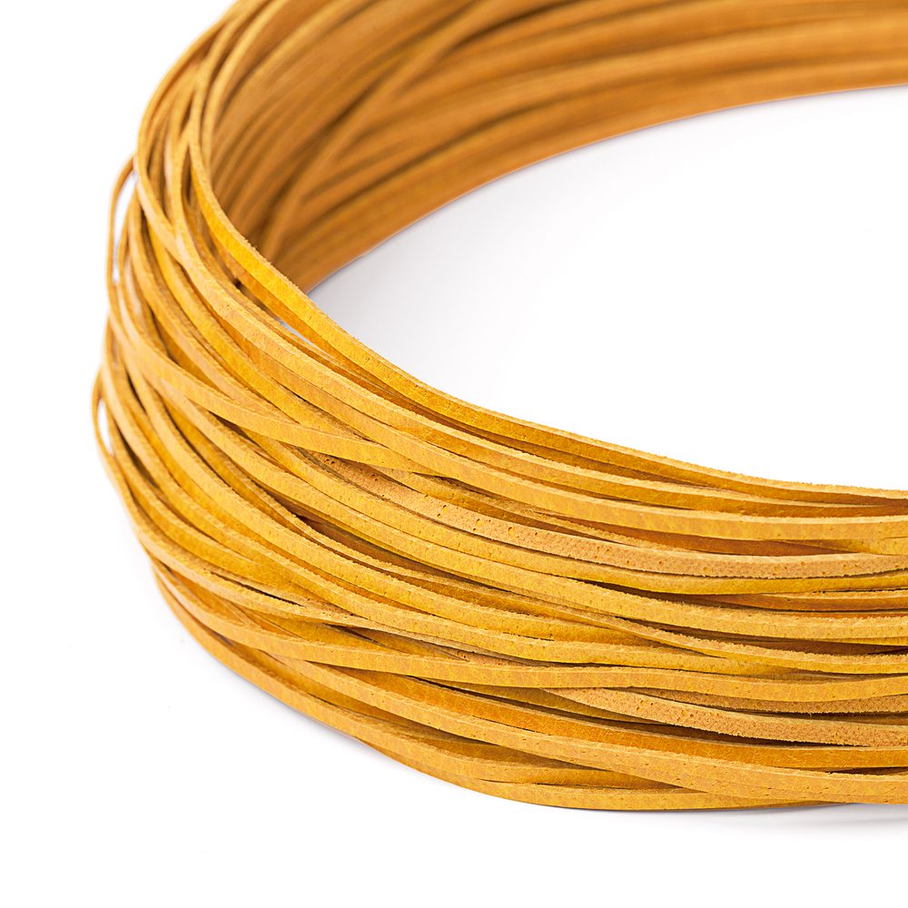 Manumi plochý kožený řemínek 110 cm žlutý - 20 ks