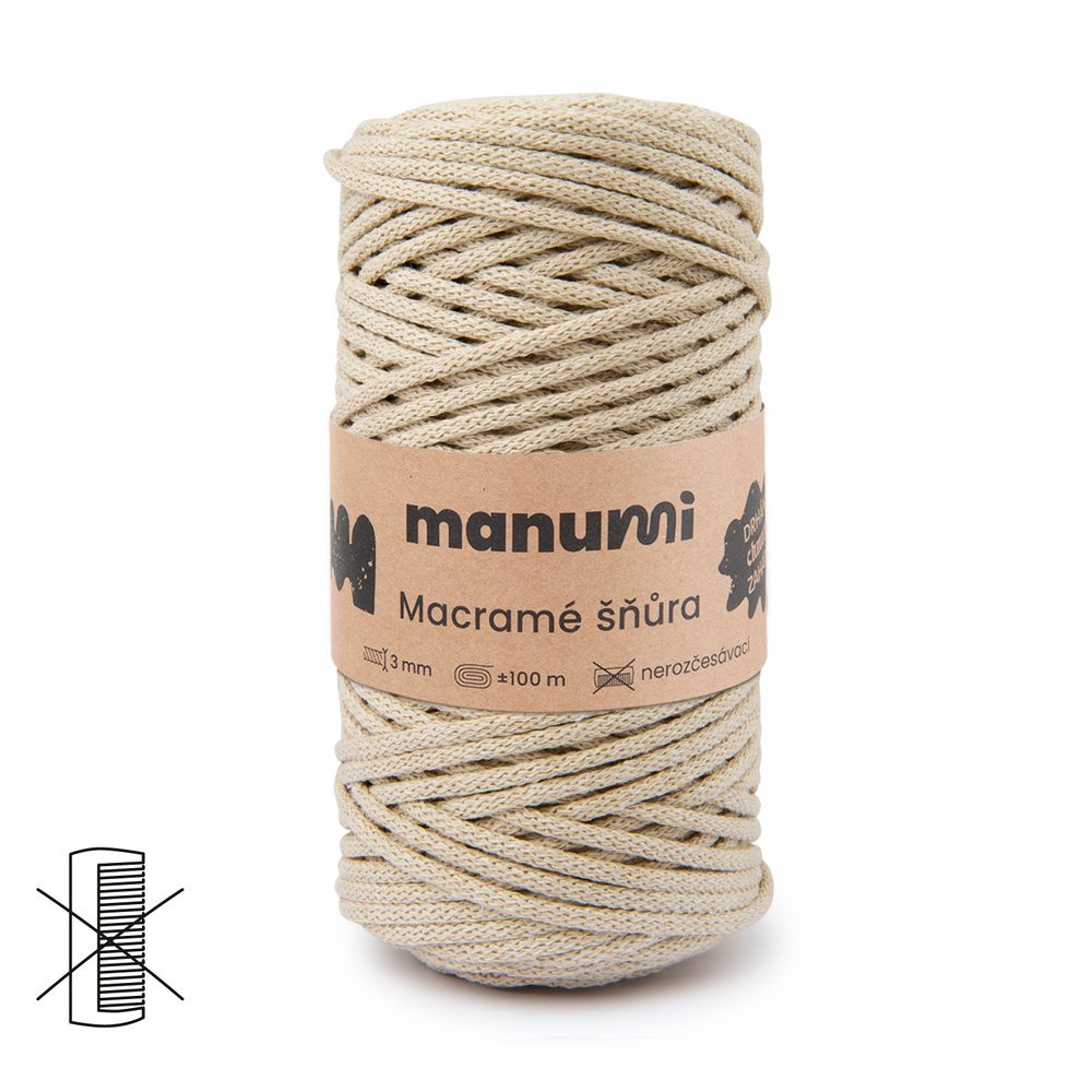 Manumi Macramé šňůra 3mm béžová - 3 ks