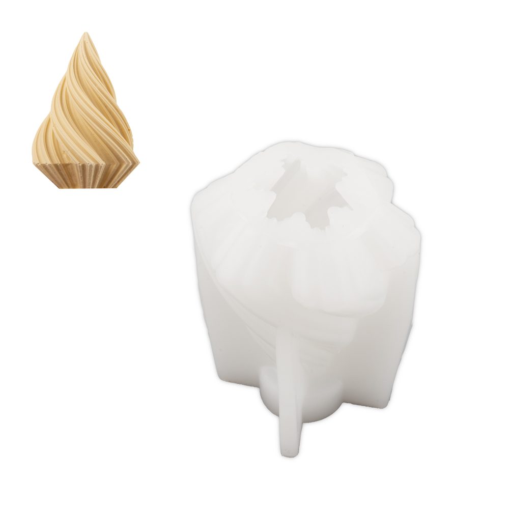 Manumi Silikonová forma na odlévání kreativní hmoty spirálový jehlan 90x67mm - 3 ks