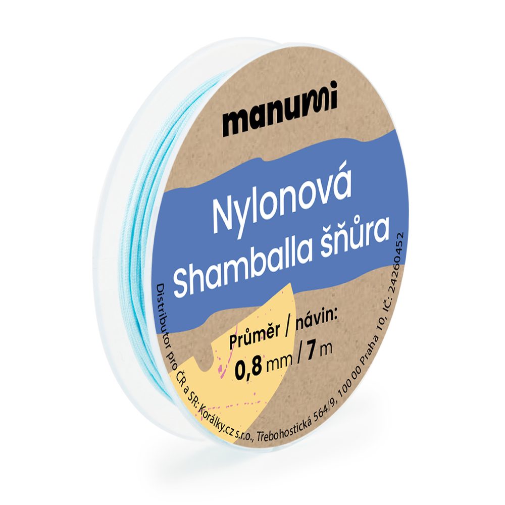 Manumi Nylonová šňůrka na Shamballa náramky 0,8mm/7m světle modrá č.35 - 5 ks