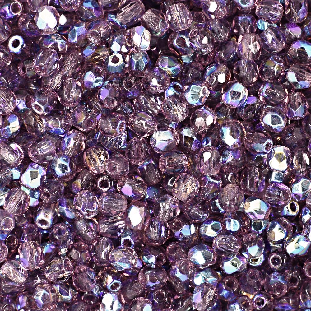 Manumi české broušené korálky 3 mm Amethyst AB - 300 ks