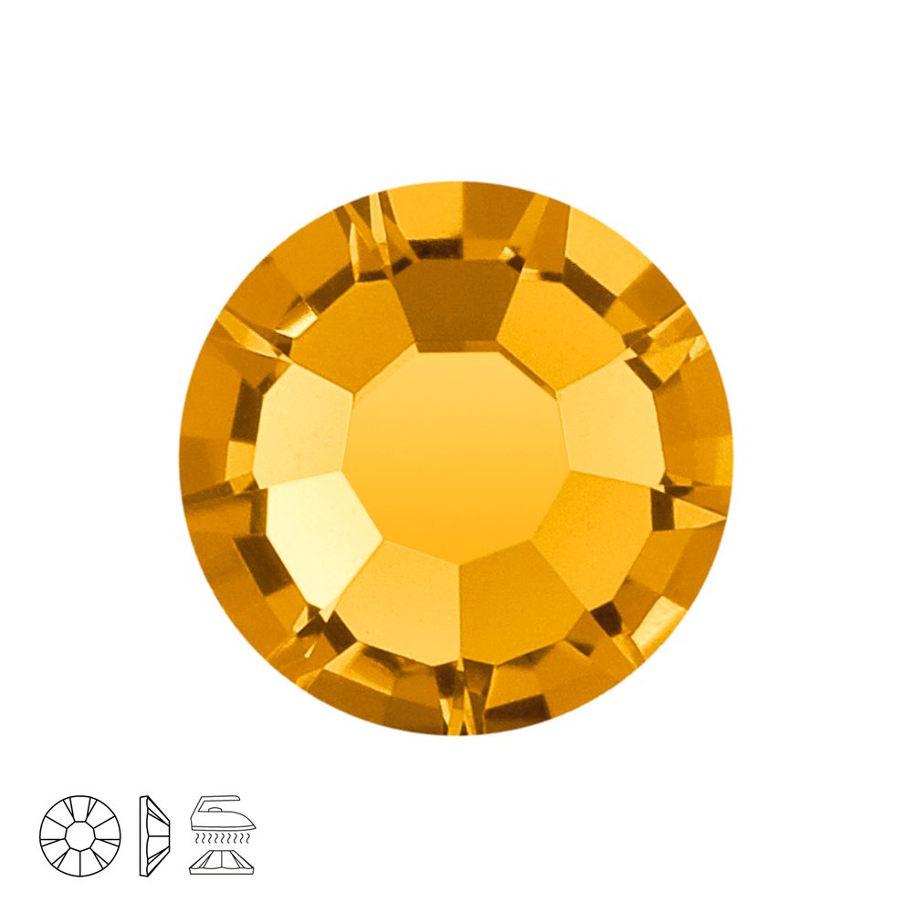 Preciosa MC nažehlovací šatonová růže MAXIMA SS16 Topaz - 24 ks