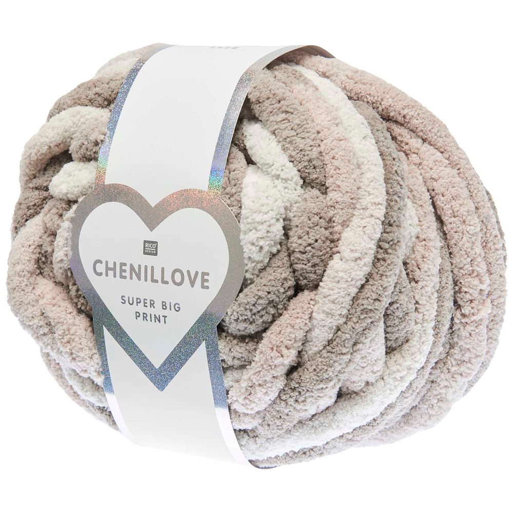 Rico design háčkovací příze Chenillove Super Big Print odstín 001 krémová - 3 ks