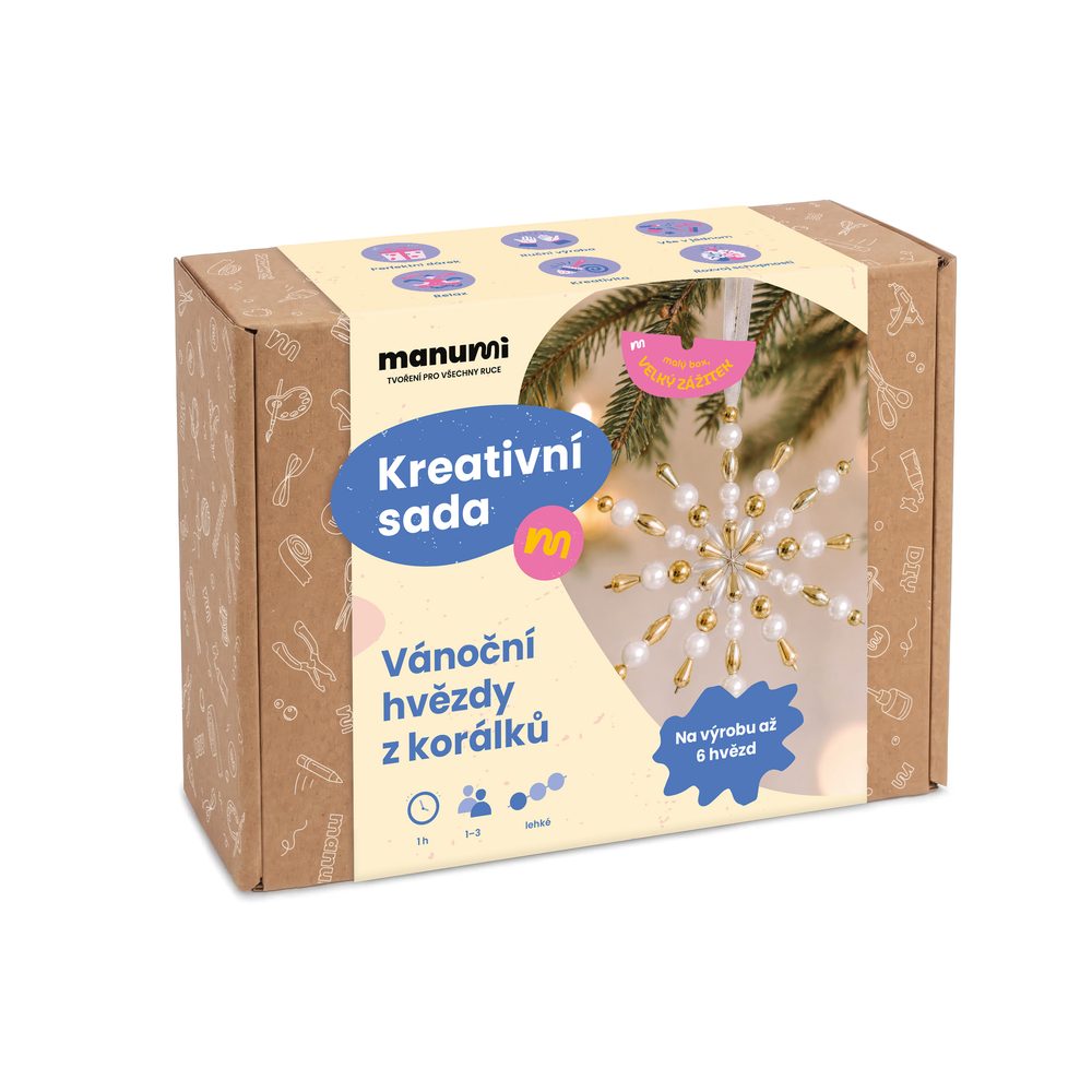 Manumi kreativní sada na výrobu vánočních hvězd z korálků - 1 ks
