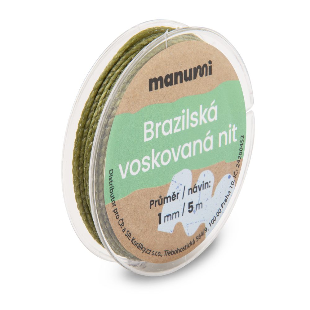 Manumi Brazilská voskovaná nit 1mm/5m olivová - 5 ks