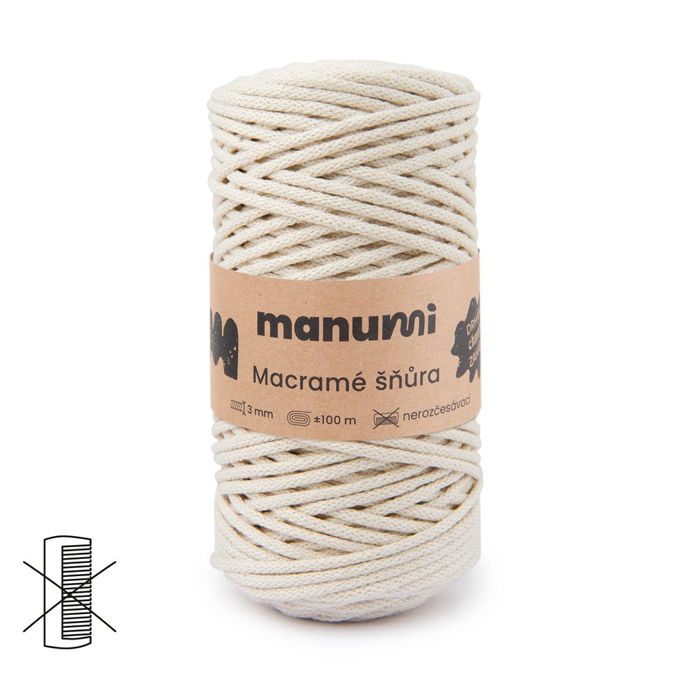 Manumi Macramé šňůra 3mm natural - 3 ks