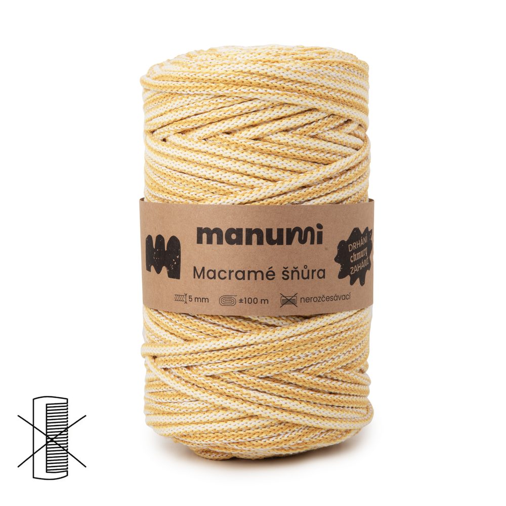 Manumi Macramé šňůra 5mm žlutý mix - 3 ks