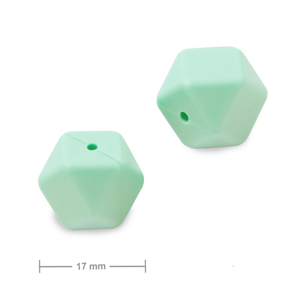 Silikonové korálky hexagon 17mm Mint Green - 10 ks