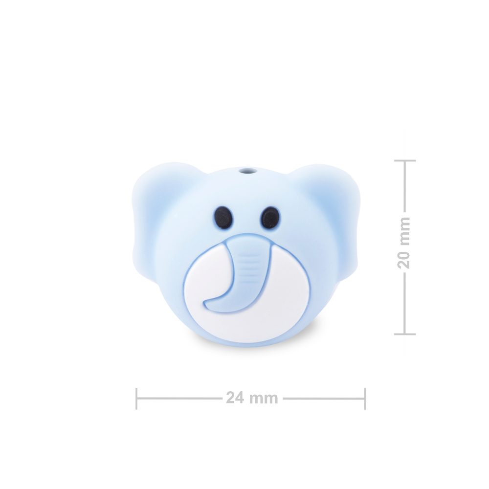 Silikonový korálek slon Pastel Blue - 5 ks