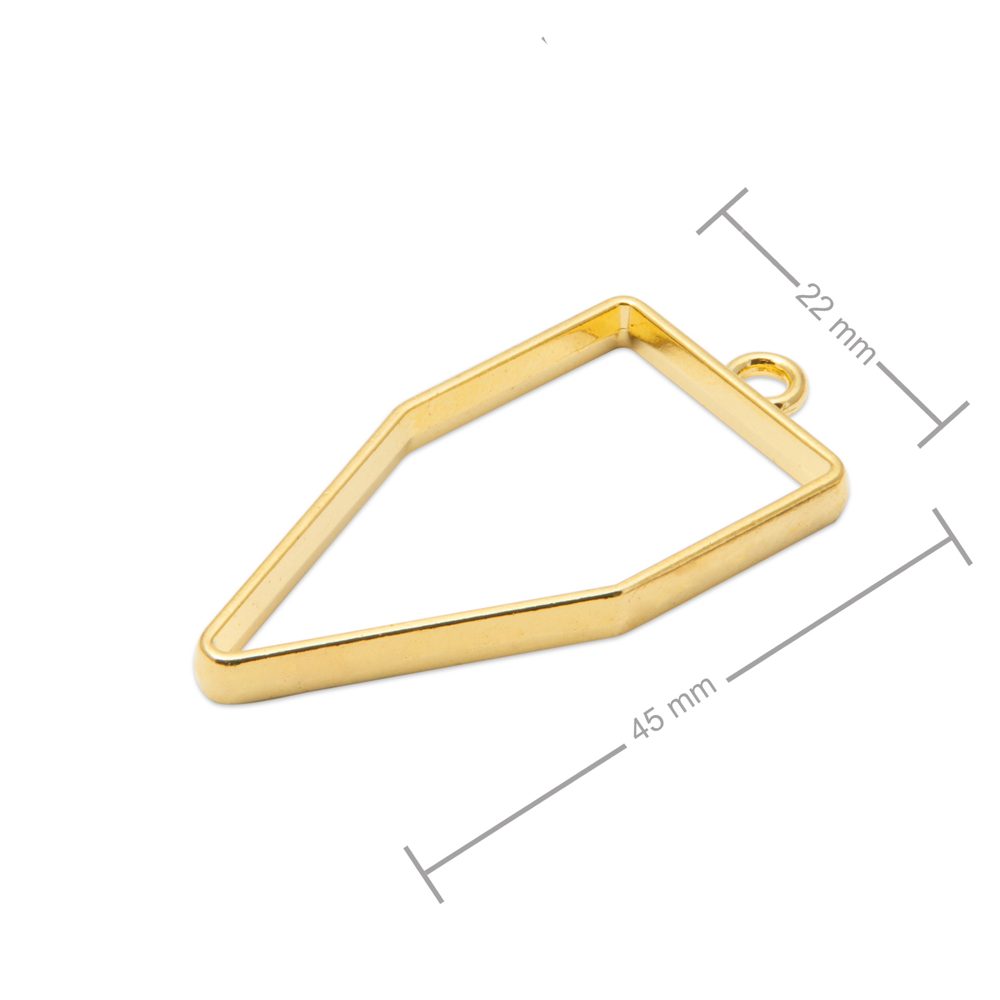 Rámeček na odlévání křišťálové pryskyřice polygon 45x22 mm v barvě zlata - 10 ks