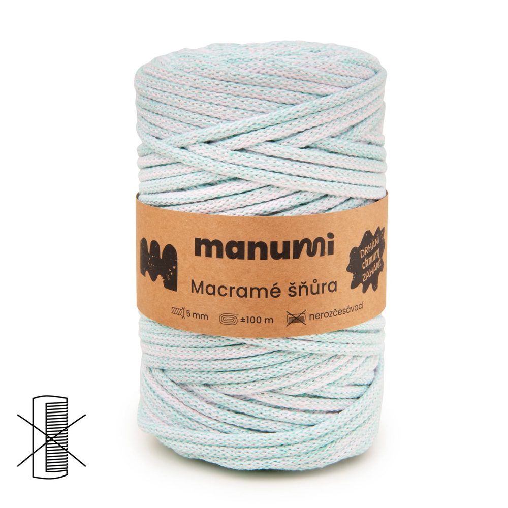 Manumi macramé šňůra 5mm pastelová - 3 ks