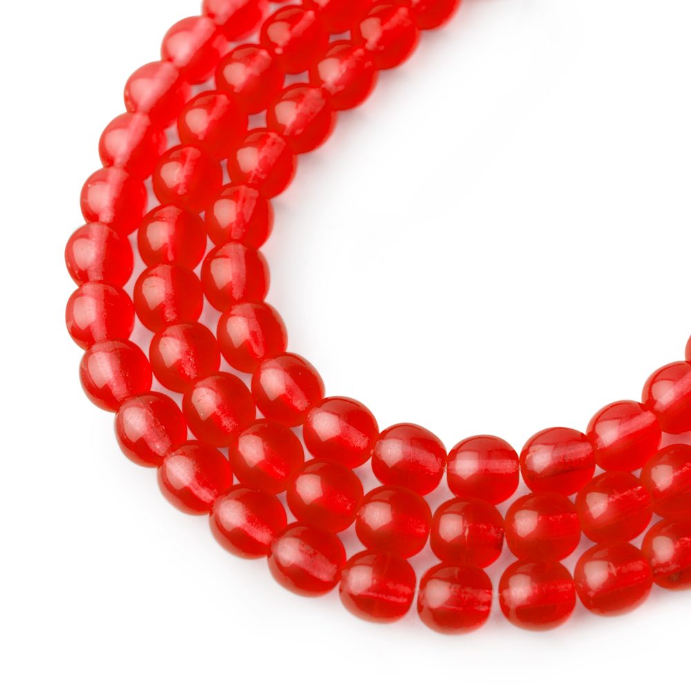 Manumi české skleněné mačkané kuličky 6 mm Siam Ruby - 150 ks