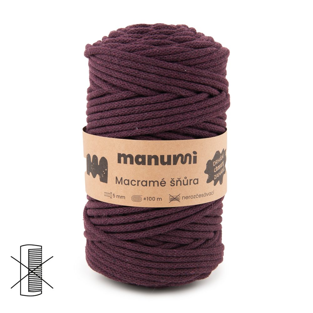 Manumi Macramé šňůra 5mm burgundy - 3 ks