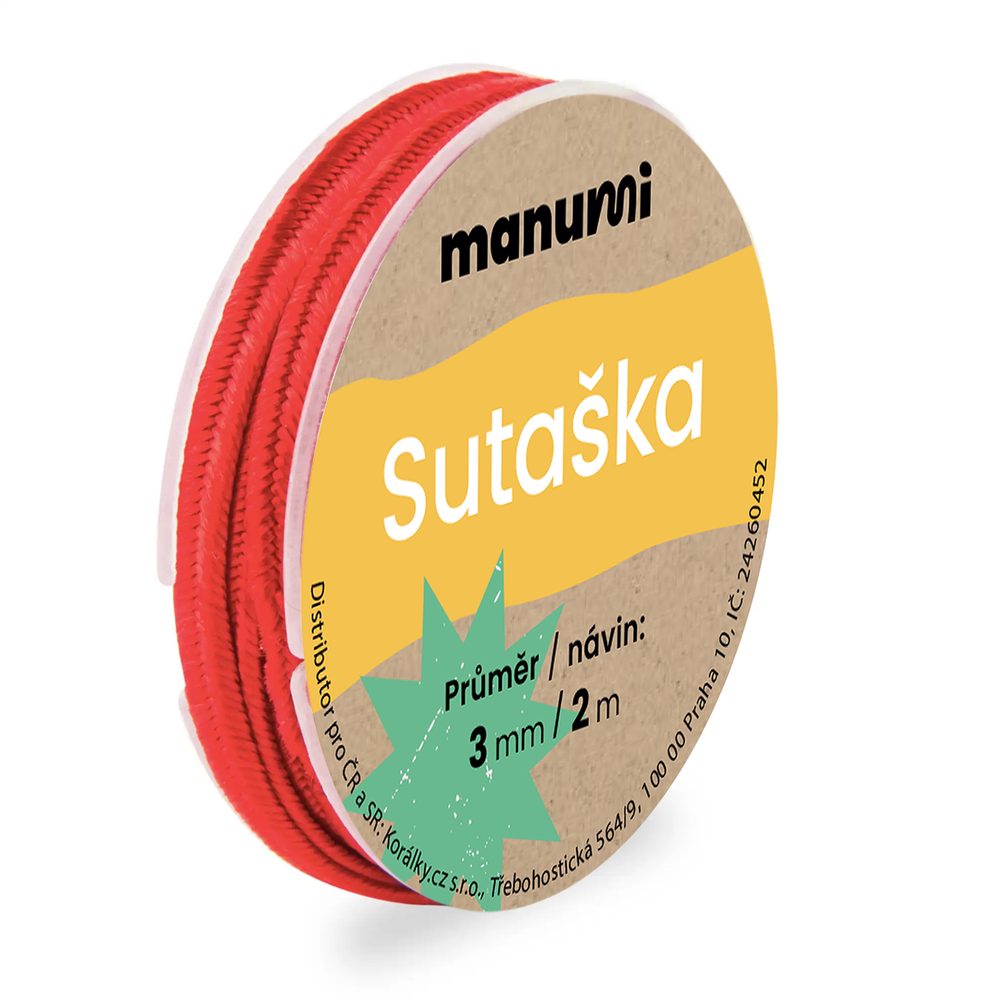 Manumi Sutaška 3 mm/2m červená - 5 ks