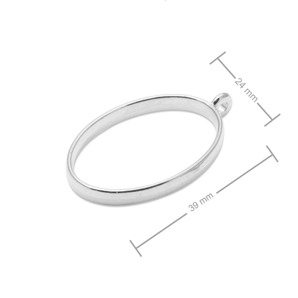 Rámeček na odlévání křišťálové pryskyřice ovál 39x23 mm v barvě stříbra - 1 ks