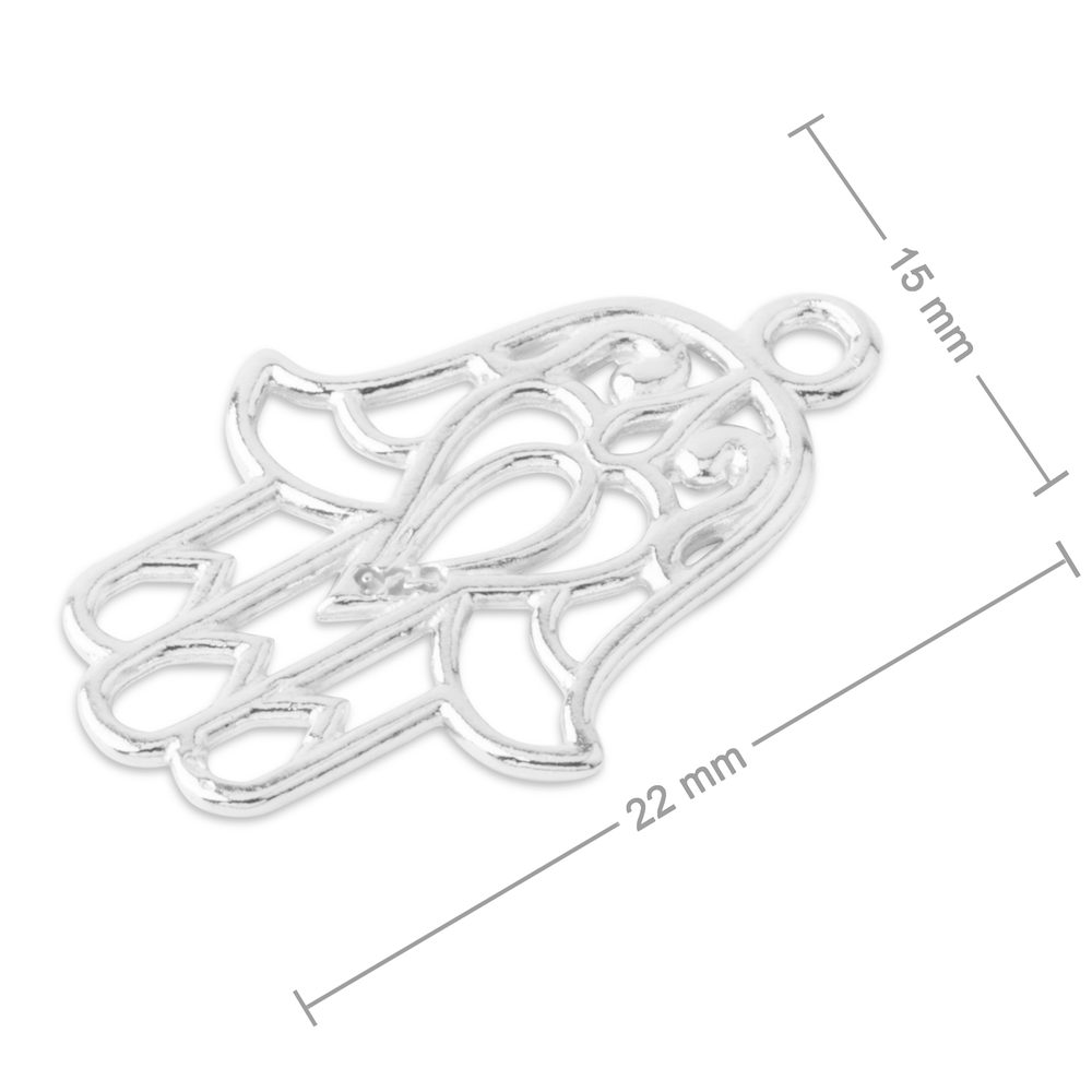 Stříbrný spojovací díl hamsa - 5 ks