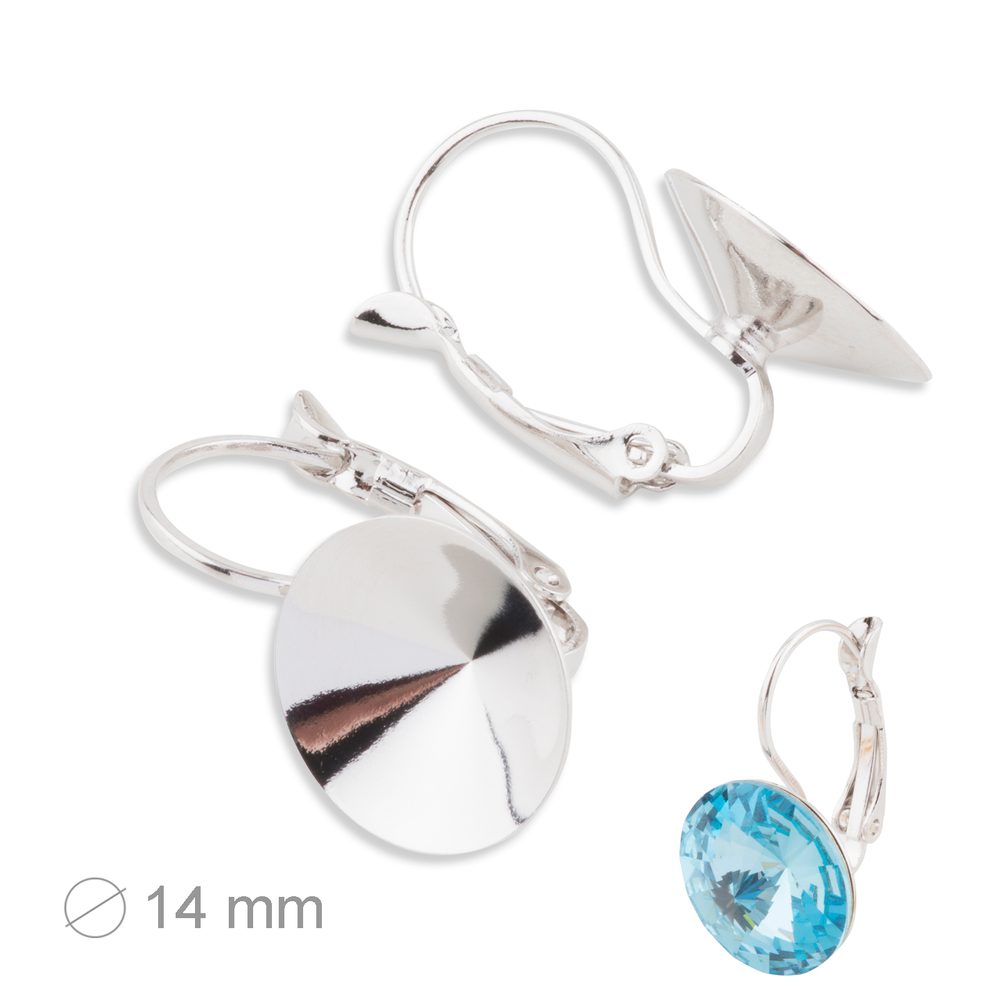 Rivoli náušnice mechanické 14 mm rhodium - 10 párů