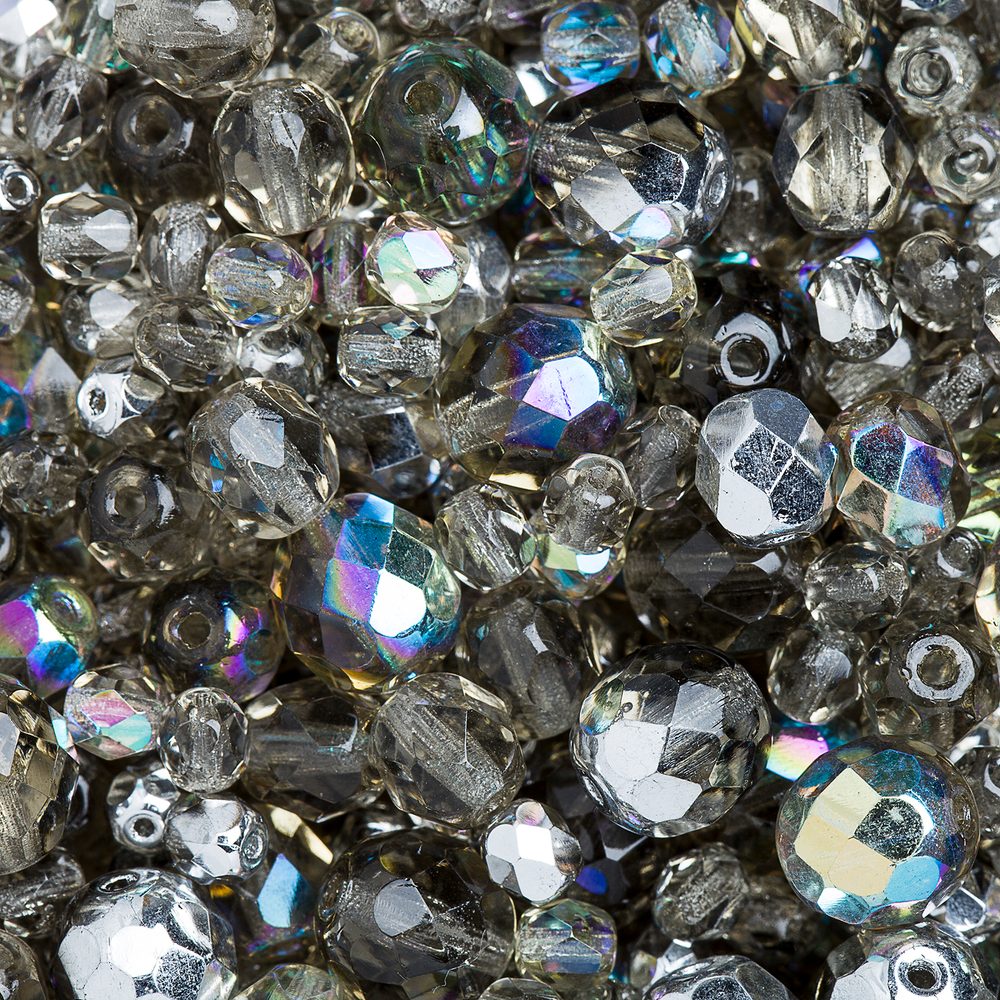 Manumi směs českých broušených korálků Black diamond - 100 g