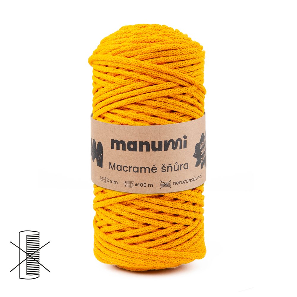 Manumi Macramé šňůra 3mm žlutá - 3 ks