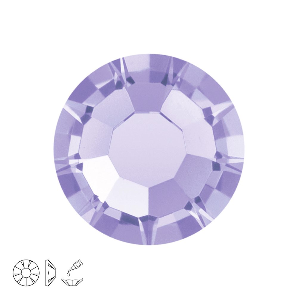 Preciosa MC nalepovací šatonová růže MAXIMA SS20 Tanzanite - 24 ks