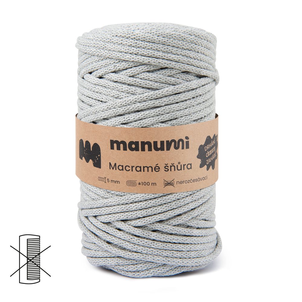 Manumi Macramé šňůra 5mm světle šedá - 3 ks