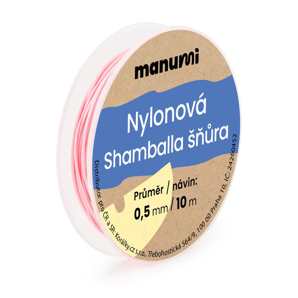 Manumi Nylonová šňůrka na Shamballa náramky 0,5mm/10m světle růžová č.2 - 5 ks