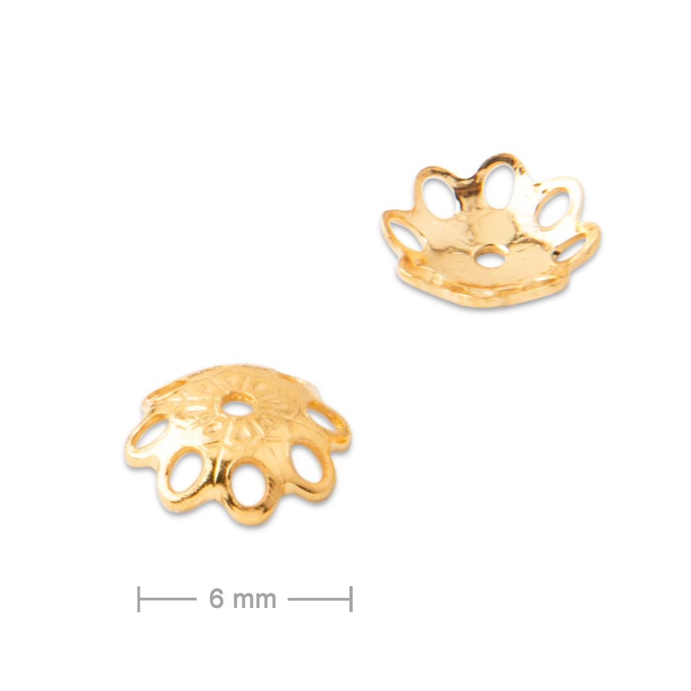 Stříbrný bižuterní kaplík 6 x 1 mm pozlacený 24K zlatem - 10 ks